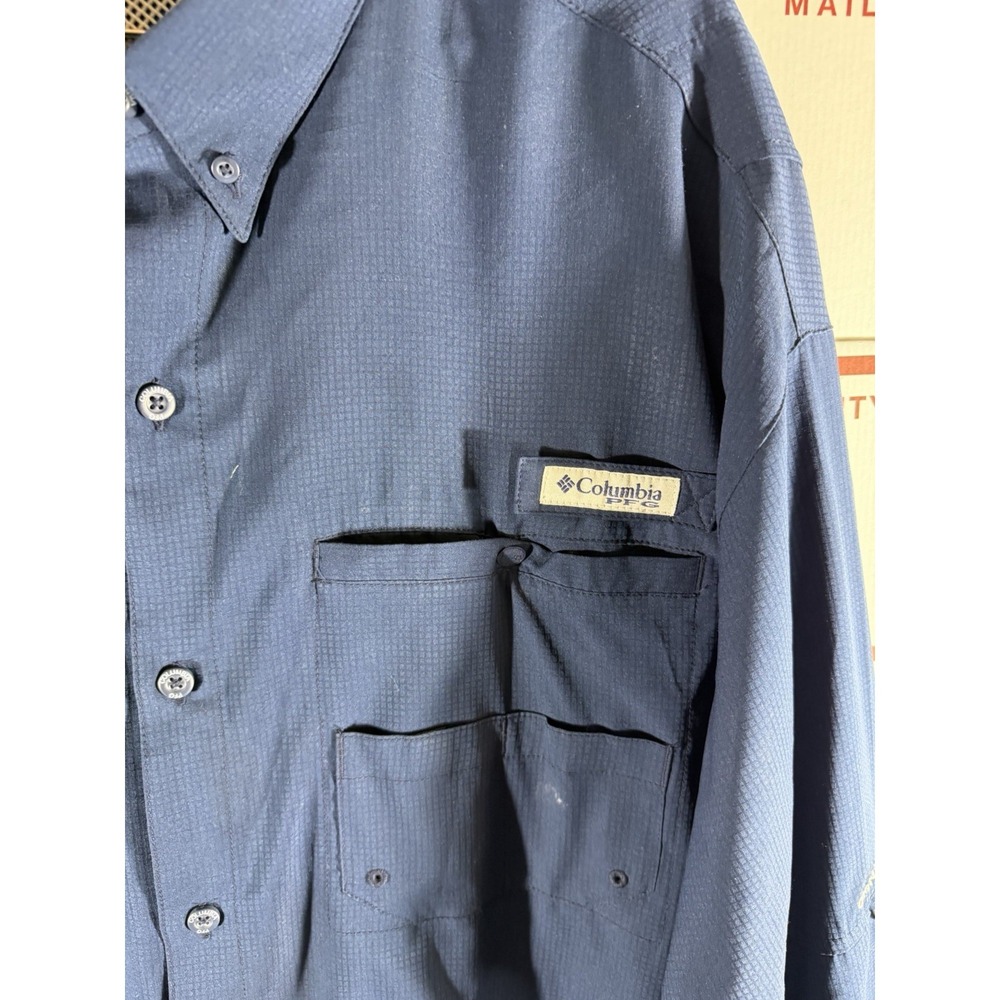 Columbia‎ PFG Cowboys Fishing Shirt Men's 2X Navy Dallas Star Long Sleeve NFL - Picture 4 of 8
